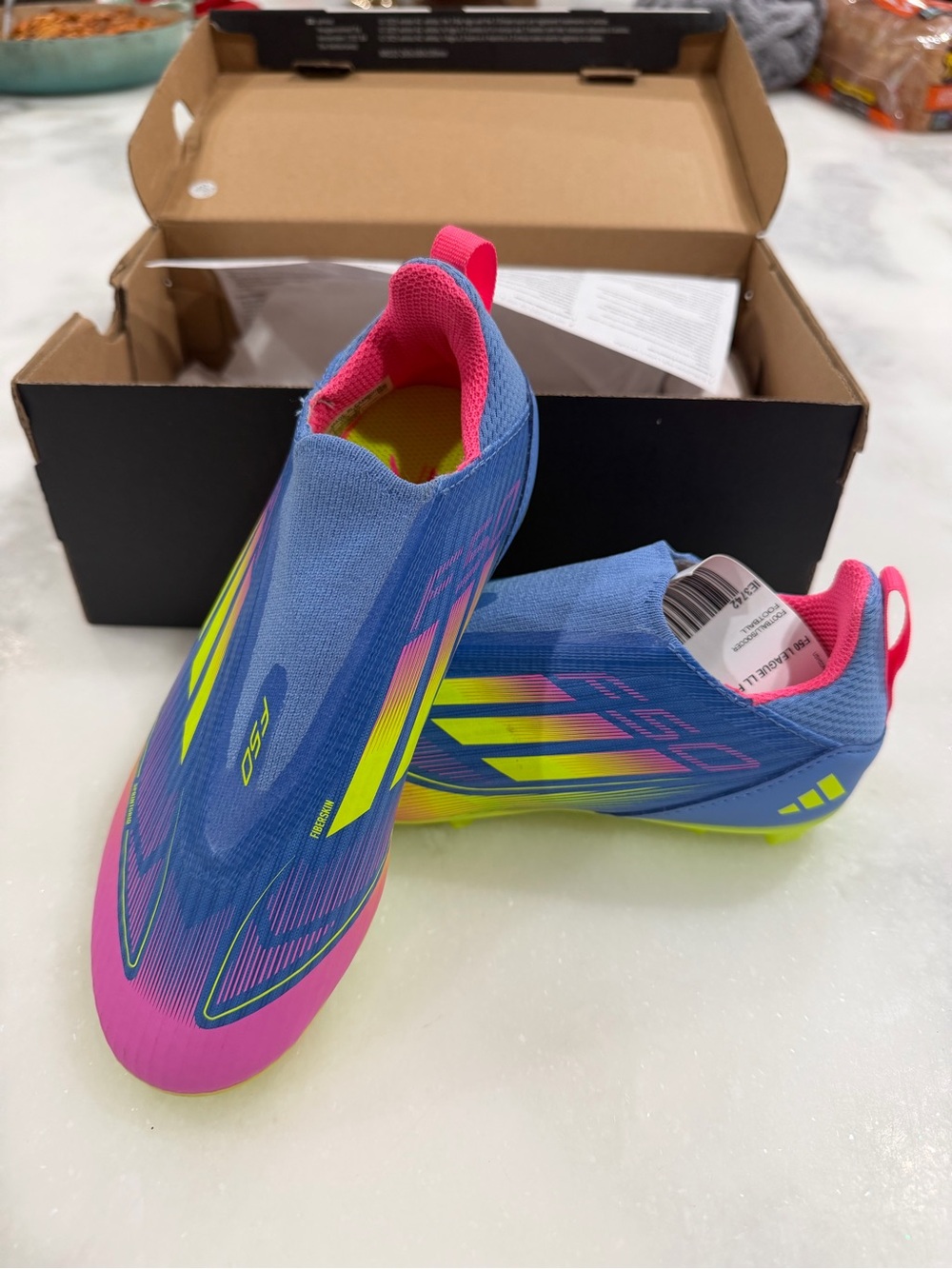 Adidas F50 League Laceless Youth Firm Ground Soccer Cleats Neon NIB